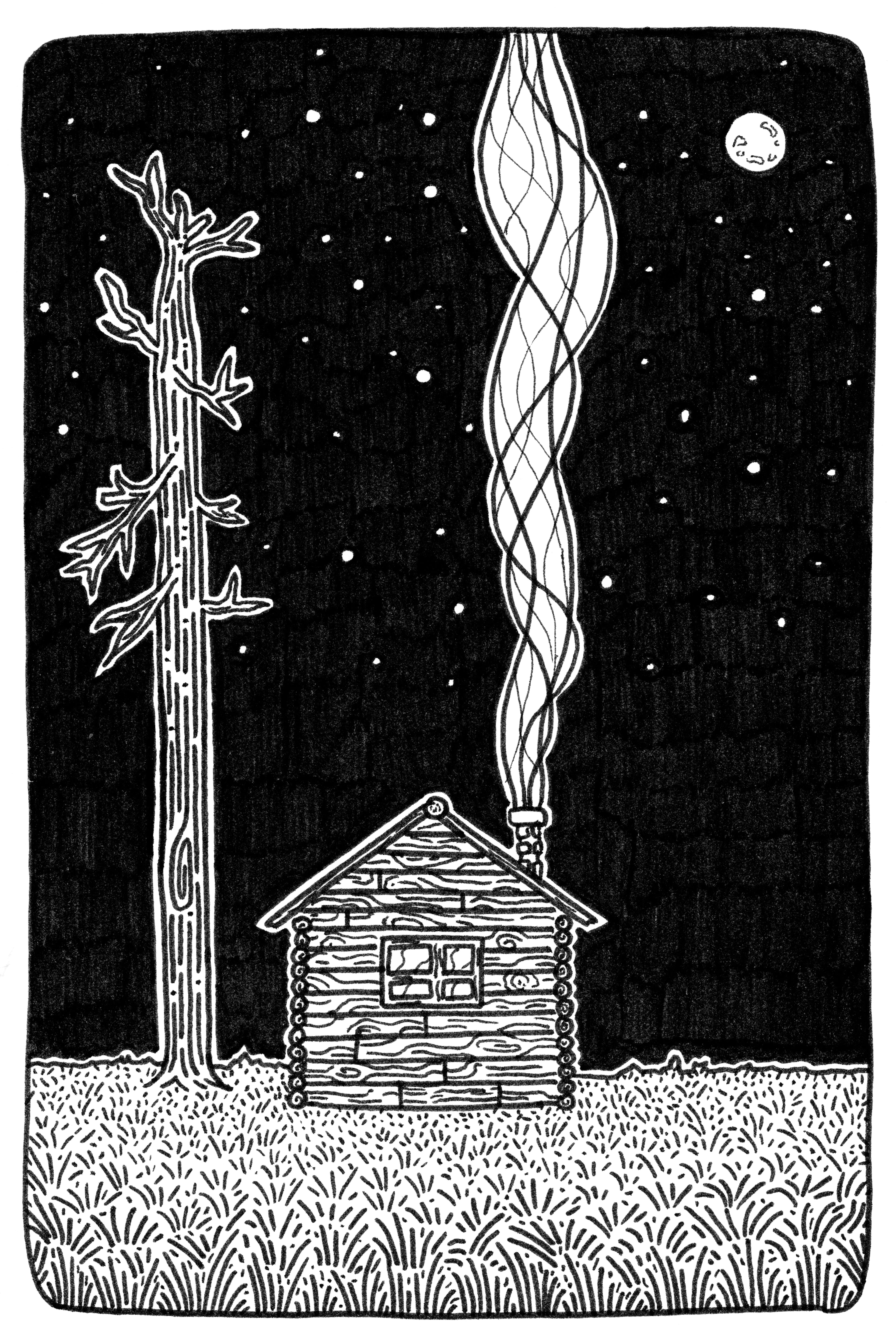 Un chalet dans la nuit